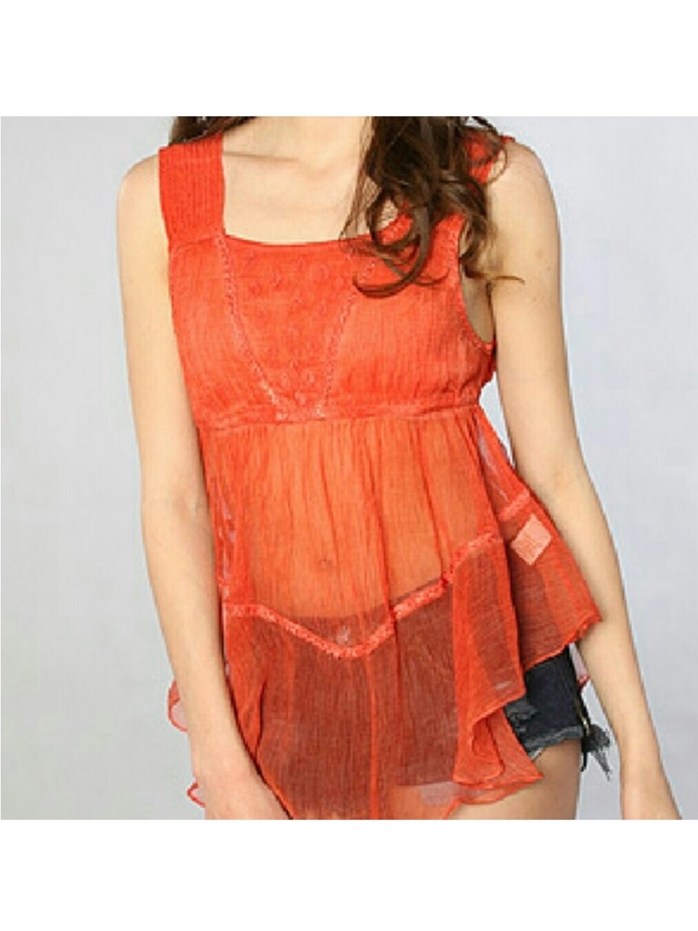 Free People Pink Sheer Layered Square-Neck Camisole